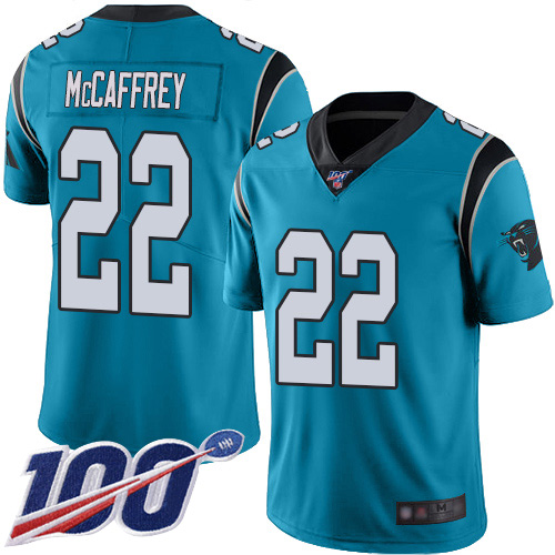Carolina Panthers Limited Blue Men Christian McCaffrey Alternate Jersey NFL Football 22 100th Season Vapor Untouchable